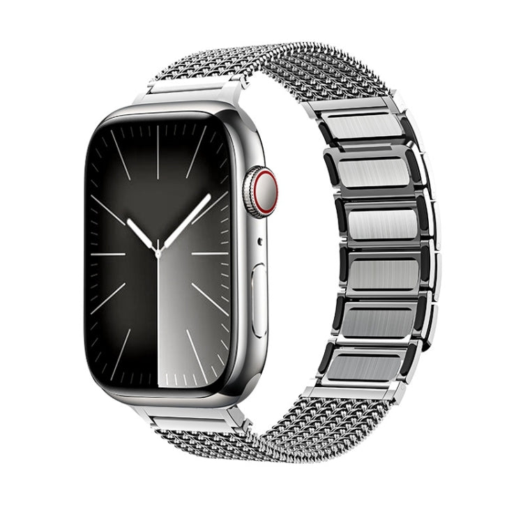 Magnetic Clasp Braided Chain Stainless Steel Watch Band, For Apple Watch SE 2023 44mm, For Apple Watch SE 2023 40mm, For Apple Watch Ultra 2 49mm, For Apple Watch Series 9 45mm, For Apple Watch Series 9 41mm, For Apple Watch Ultra 49mm