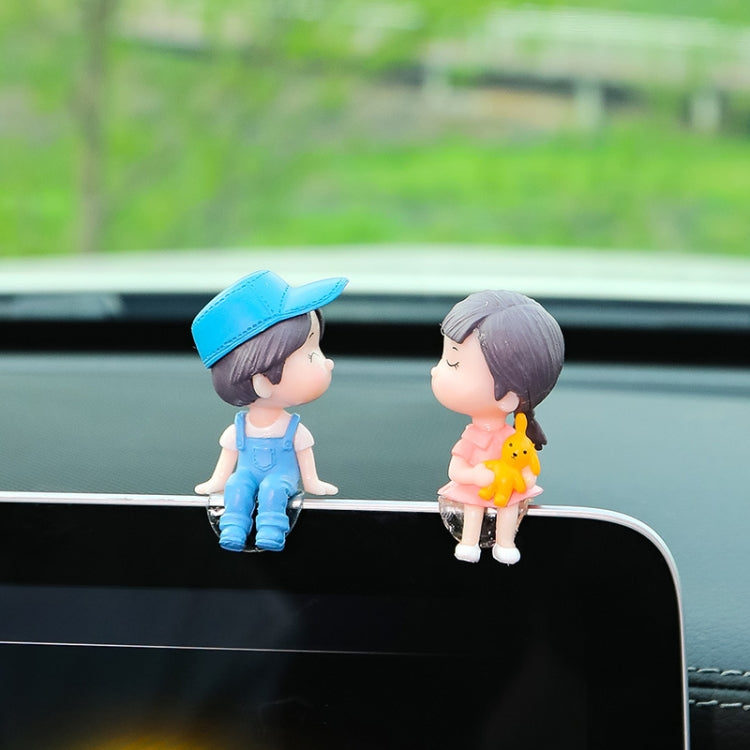 Car Ornament Ornament Lovely Kissing Couple Doll, Color:, Blue, Gray, Reading, Clever, Blue+Balloon, Blue+Blue White Balloon, Gray+Balloon, Gray+Gray Balloon, Reading+Balloon, Clever+Balloon, Stool Blue Couple, Stool Gray Couple, Stool Reading Couple