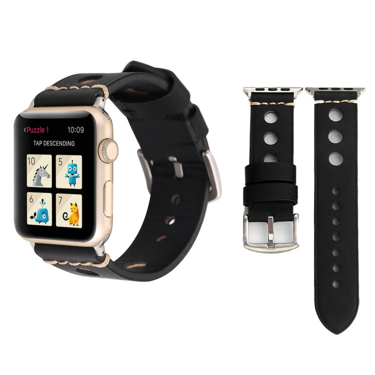 Apple Watch Series 7 45mm / 6 & SE & 5 & 4 44mm / 42mm 3 & 2 & 1 レトロホール 本革 腕時計バンド, 42mm用