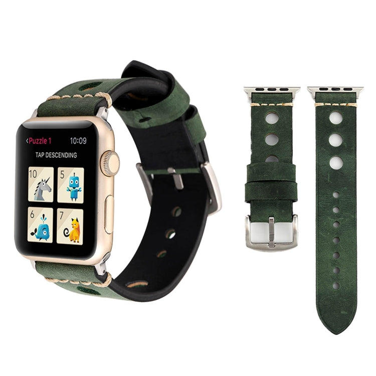 Apple Watch Series 7 45mm / 6 & SE & 5 & 4 44mm / 42mm 3 & 2 & 1 レトロホール 本革 腕時計バンド, 42mm用
