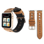 Apple Watch Series 7 45mm / 6 & SE & 5 & 4 44mm / 42mm 3 & 2 & 1 レトロホール 本革 腕時計バンド, 42mm用
