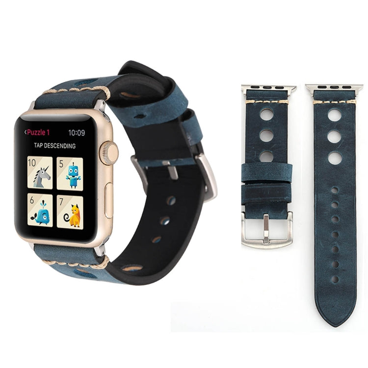 Apple Watch Series 7 45mm / 6 & SE & 5 & 4 44mm / 42mm 3 & 2 & 1 レトロホール 本革 腕時計バンド, 42mm用