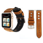 Apple Watch Series 7 45mm / 6 & SE & 5 & 4 44mm / 42mm 3 & 2 & 1 レトロホール 本革 腕時計バンド, 42mm用