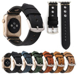 Apple Watch Series 7 45mm / 6 & SE & 5 & 4 44mm / 42mm 3 & 2 & 1 レトロホール 本革 腕時計バンド, 42mm用