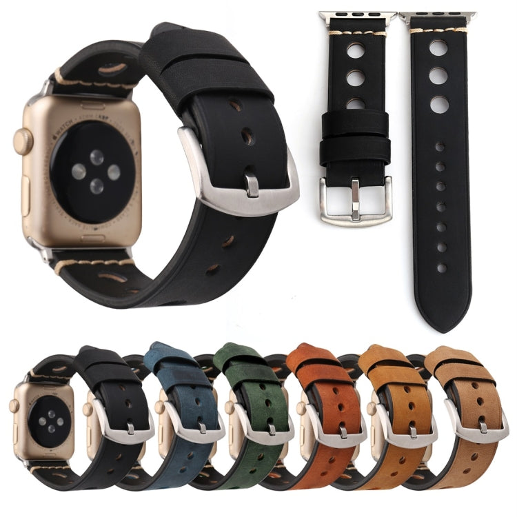 Apple Watch Series 7 45mm / 6 & SE & 5 & 4 44mm / 42mm 3 & 2 & 1 レトロホール 本革 腕時計バンド, 42mm用