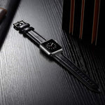 ブラックバックル レザー腕時計バンド Apple Watch Series 10 42mm / 9&8&7 41mm / SE 3&SE 2&6&SE&5&4 40mm / 3&2&1 38mm用, Apple Watch Series 8&7 41mm / SE 2&6&SE&5&4 40mm / 3&2&1 38mm用