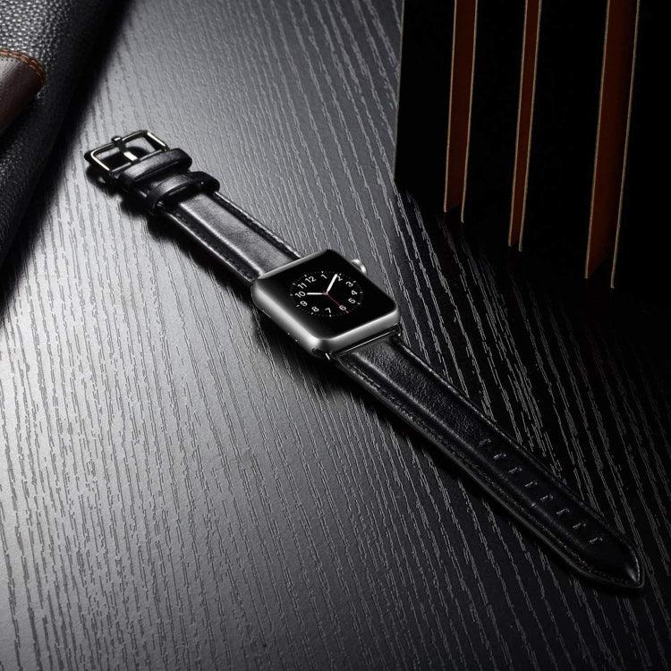 ブラックバックル レザー腕時計バンド Apple Watch Series 10 42mm / 9&8&7 41mm / SE 3&SE 2&6&SE&5&4 40mm / 3&2&1 38mm用, Apple Watch Series 8&7 41mm / SE 2&6&SE&5&4 40mm / 3&2&1 38mm用