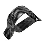 Milanese watch band for Apple Watch in sleek black 304 stainless steel, adjustable and comfortable fit.