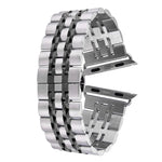 隠しバタフライバックル7ビーズステンレススチールウォッチバンド、Apple Watch 42mm用(シルバーゴールド)、20mm女性用