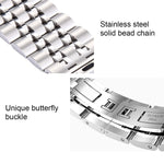 隠しバタフライバックル7ビーズステンレススチールウォッチバンド、Apple Watch 42mm用(シルバーゴールド)、20mm女性用