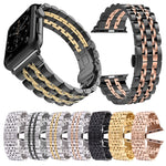 隠しバタフライバックル7ビーズステンレススチールウォッチバンド、Apple Watch 42mm用(シルバーゴールド)、20mm女性用