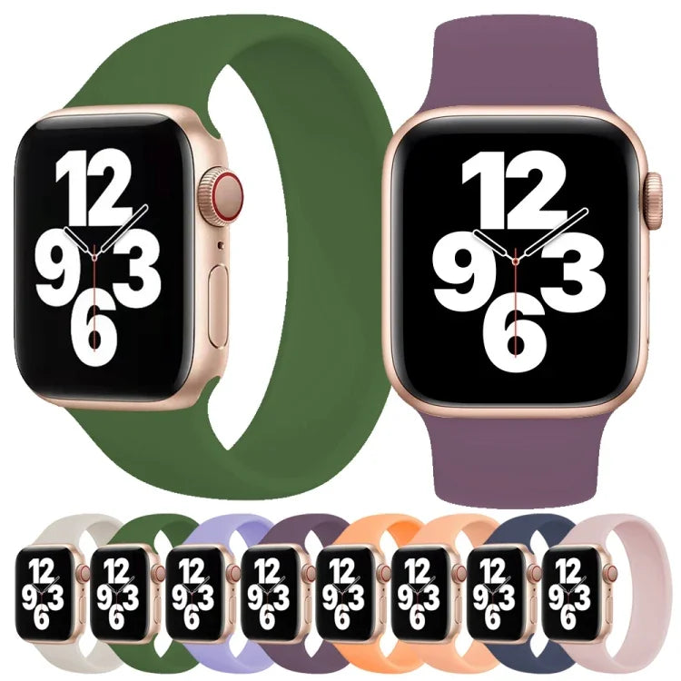 Apple Watch シリーズ10 42mm / 9＆8＆7 41mm / SE 3＆SE 2＆6＆SE＆5＆4 40mm / 3＆2＆1 38mm 単色伸縮シリコンウォッチバンド、サイズ:M 143mm