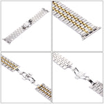 22mm メンズ 隠しバタフライバックル 7ビーズ ステンレススチール 時計バンド Apple Watch 38mm 用, 22mm メンズ