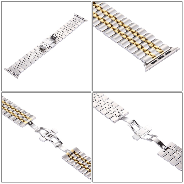 22mm メンズ 隠しバタフライバックル 7ビーズ ステンレススチール 時計バンド Apple Watch 38mm 用, 22mm メンズ