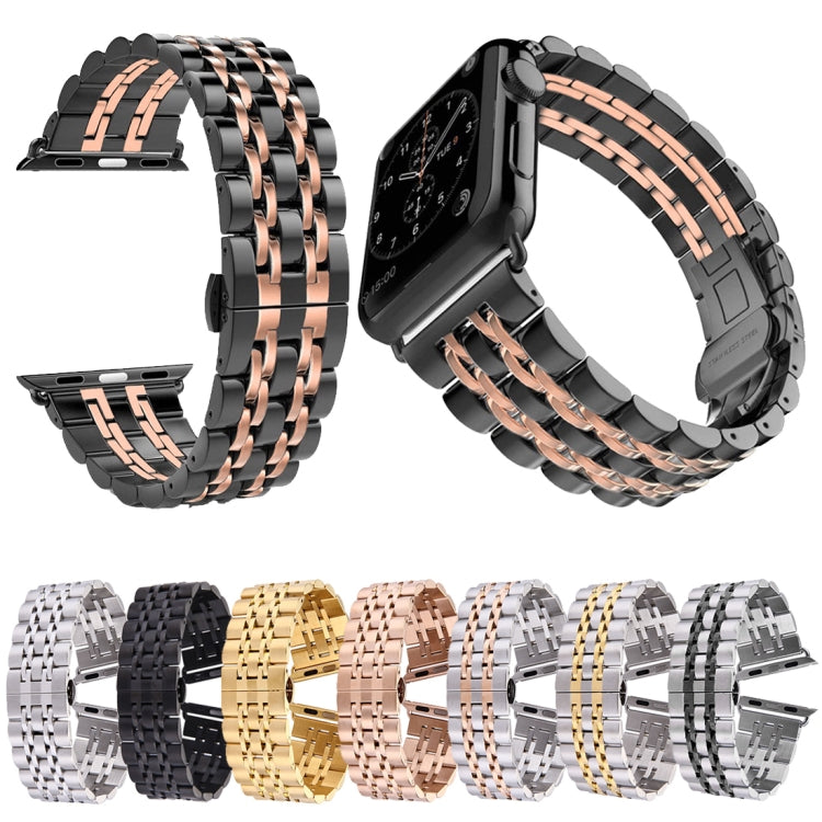 22mm メンズ 隠しバタフライバックル 7ビーズ ステンレススチール 時計バンド Apple Watch 38mm 用, 22mm メンズ