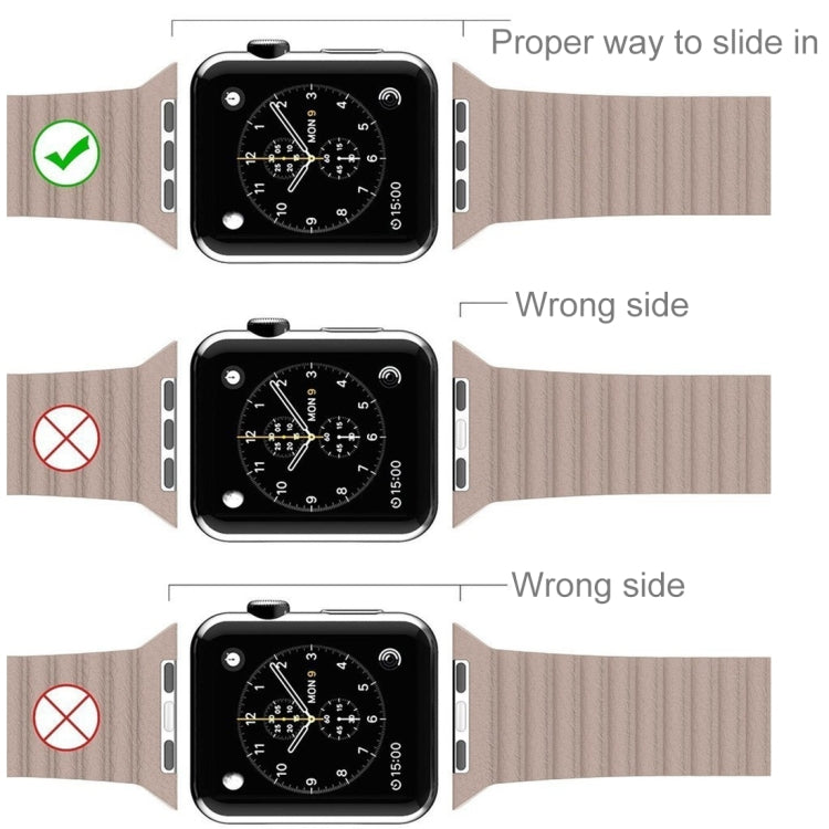 Apple Watch 38mm用ループマグネットクロージャークラスプPUレザーワッチバンド