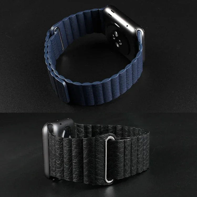 Apple Watch 38mm用ループマグネットクロージャークラスプPUレザーワッチバンド