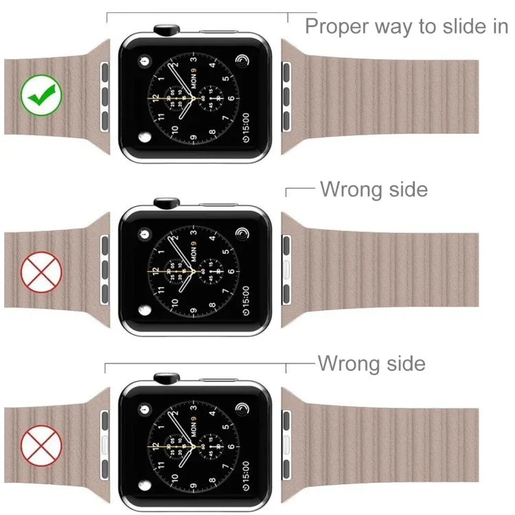 Apple Watch 38mm用ループマグネットクロージャークラスプPUレザーワッチバンド