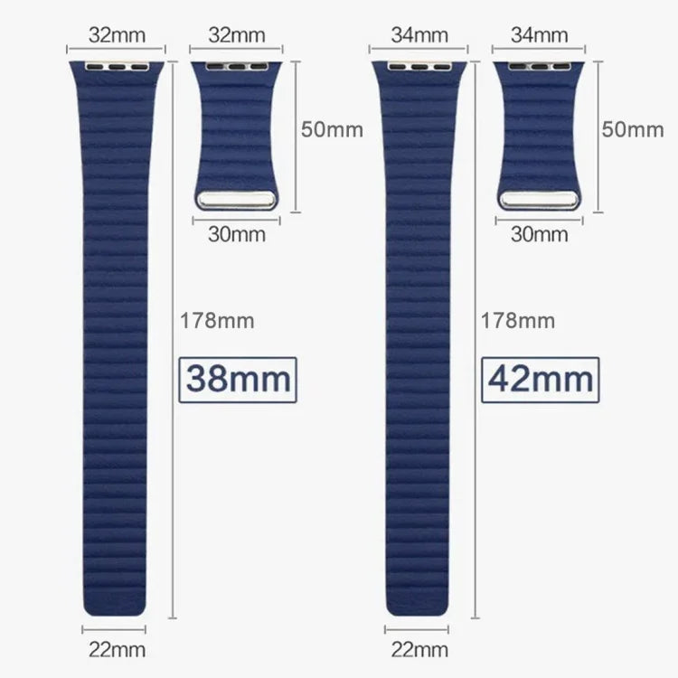 Apple Watch 38mm用ループマグネットクロージャークラスプPUレザーワッチバンド