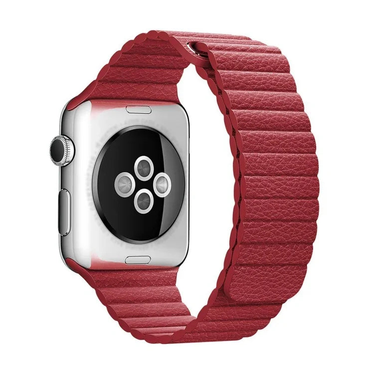 Apple Watch 38mm用ループマグネットクロージャークラスプPUレザーワッチバンド
