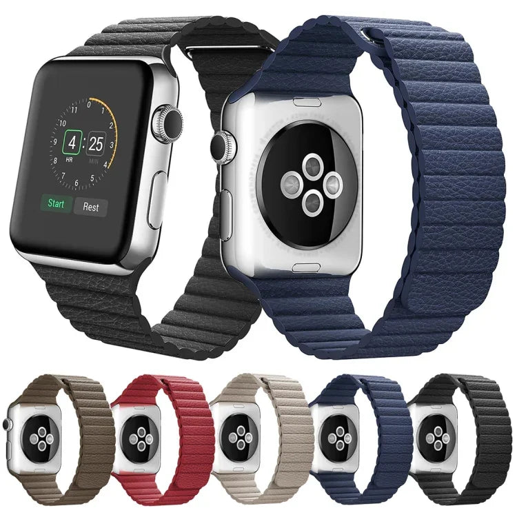 Apple Watch 38mm用ループマグネットクロージャークラスプPUレザーワッチバンド