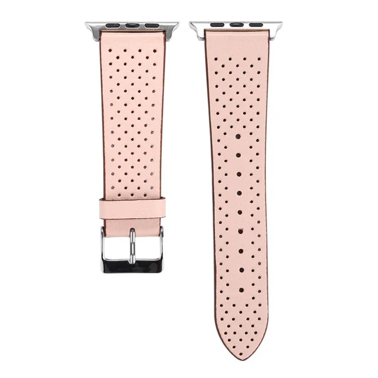 Apple Watch Series 10 42mm / 9&8&7 41mm / SE 3&SE 2&6&SE&5&4 40mm / 3&2&1 38mm 用 シンプルファッション本革穴あきパターンウォッチバンド 38mm