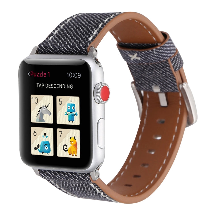 Apple Watch Ultra 49mm & Watch Ultra 2 49mm / Series 10 46mm / 9&8&7 45mm / SE 3&SE 2&6&SE&5&4 44mm / 3&2&1 42mm 用 シンプルファッション 本革カウボーイ柄時計バンド, 42mm