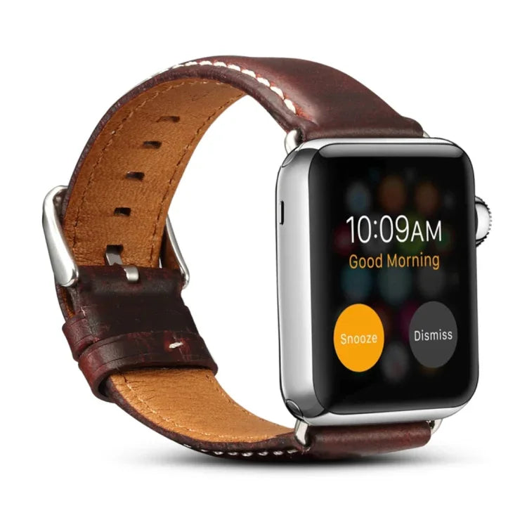 Denior オイルワックス レトロウォッチ レザーウォッチバンド Apple Watch Series 7 45mm / 6 & SE & 5 & 4 44mm / 3 & 2 & 1 42mm 用