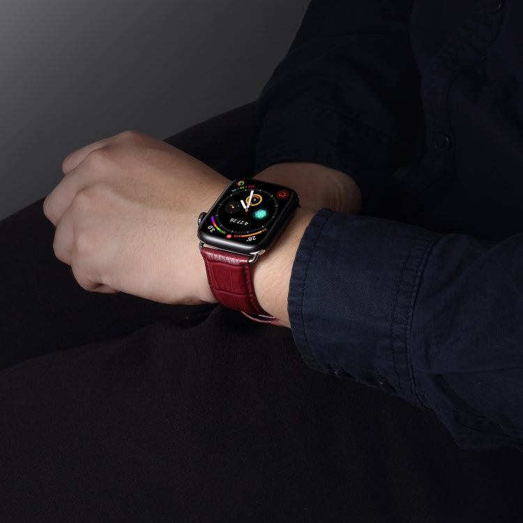 Denior クロコダイル柄カウハイドレザーウォッチバンド、Apple Watch Ultra 49mm＆Watch Ultra 2 49mm / シリーズ10 46mm / 9＆8＆7 45mm / SE 3＆SE 2＆6＆SE＆5＆4 44mm / 3＆2＆1 42mm用