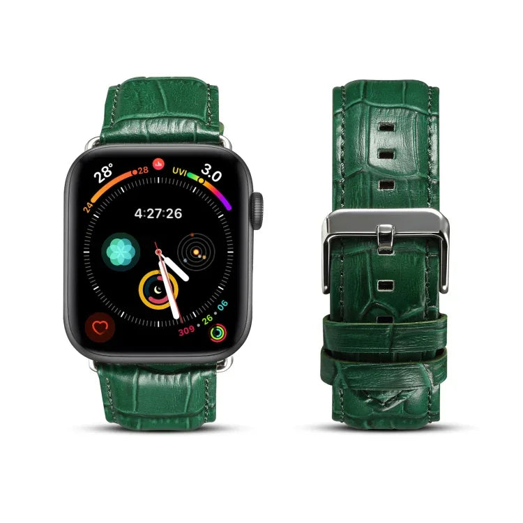 Deniorクロコダイル柄カウハイドレザーワッチバンド Apple Watch Series 10 42mm / 9&8&7 41mm / SE 3&SE 2&6&SE&5&4 40mm / 3&2&1 38mm用