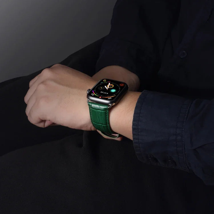 Deniorクロコダイル柄カウハイドレザーワッチバンド Apple Watch Series 10 42mm / 9&8&7 41mm / SE 3&SE 2&6&SE&5&4 40mm / 3&2&1 38mm用