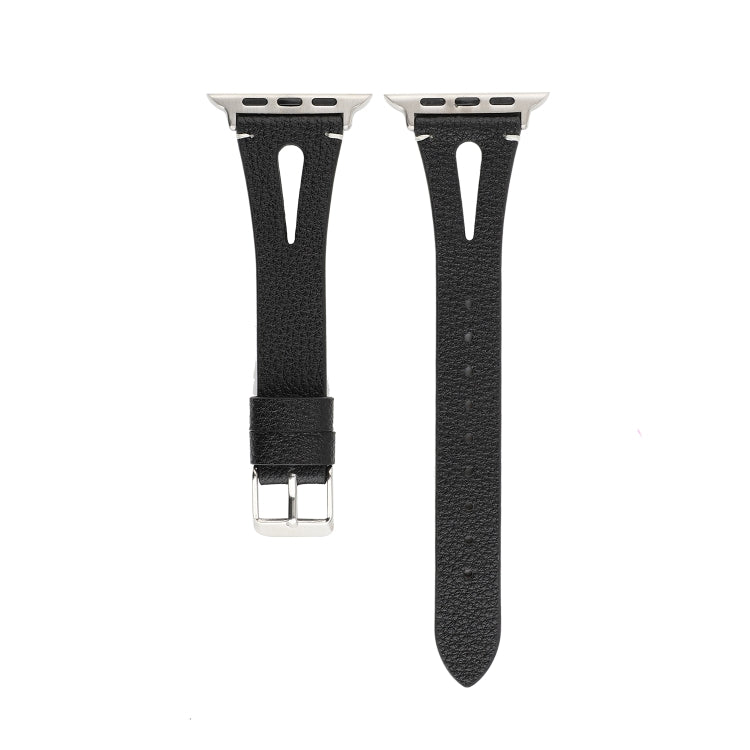 Apple Watch Ultra 49mm＆Watch Ultra 2 49mm / Series 10 46mm / 9&8&7 45mm / SE 3&SE 2&6&SE&5&4 44mm / 3&2&1 42mm用 シンプルV字型レザーウォッチバンド