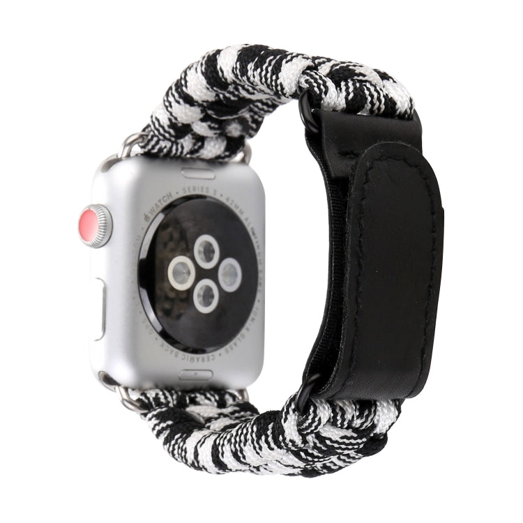 Magic Paste 本革傘ロープナイロンリストウォッチバンド ステンレススチールバックル付き Apple Watch Series 10 42mm / 9&8&7 41mm / SE 3&SE 2&6&SE&5&4 40mm / 3&2&1 38mm, 7 41mm / 6&SE&5&4 40mm / 3&2&1 38mm 用