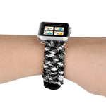 Magic Paste 本革傘ロープナイロンリストウォッチバンド ステンレススチールバックル付き Apple Watch Series 10 42mm / 9&8&7 41mm / SE 3&SE 2&6&SE&5&4 40mm / 3&2&1 38mm, 7 41mm / 6&SE&5&4 40mm / 3&2&1 38mm 用