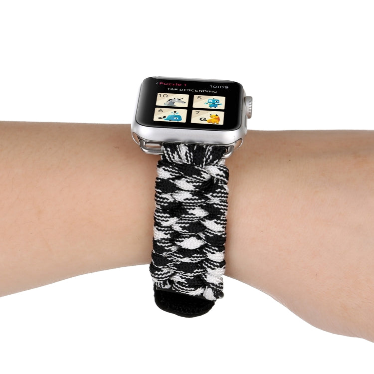 Magic Paste 本革傘ロープナイロンリストウォッチバンド ステンレススチールバックル付き Apple Watch Series 10 42mm / 9&8&7 41mm / SE 3&SE 2&6&SE&5&4 40mm / 3&2&1 38mm, 7 41mm / 6&SE&5&4 40mm / 3&2&1 38mm 用