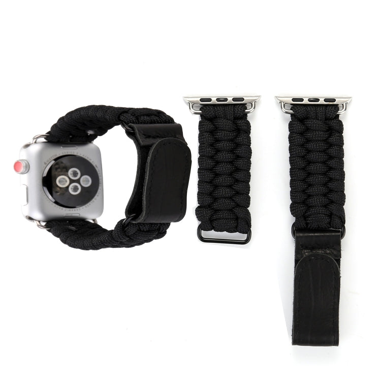 Magic Paste 本革傘ロープナイロンリストウォッチバンド ステンレススチールバックル付き Apple Watch Series 10 42mm / 9&8&7 41mm / SE 3&SE 2&6&SE&5&4 40mm / 3&2&1 38mm, 7 41mm / 6&SE&5&4 40mm / 3&2&1 38mm 用