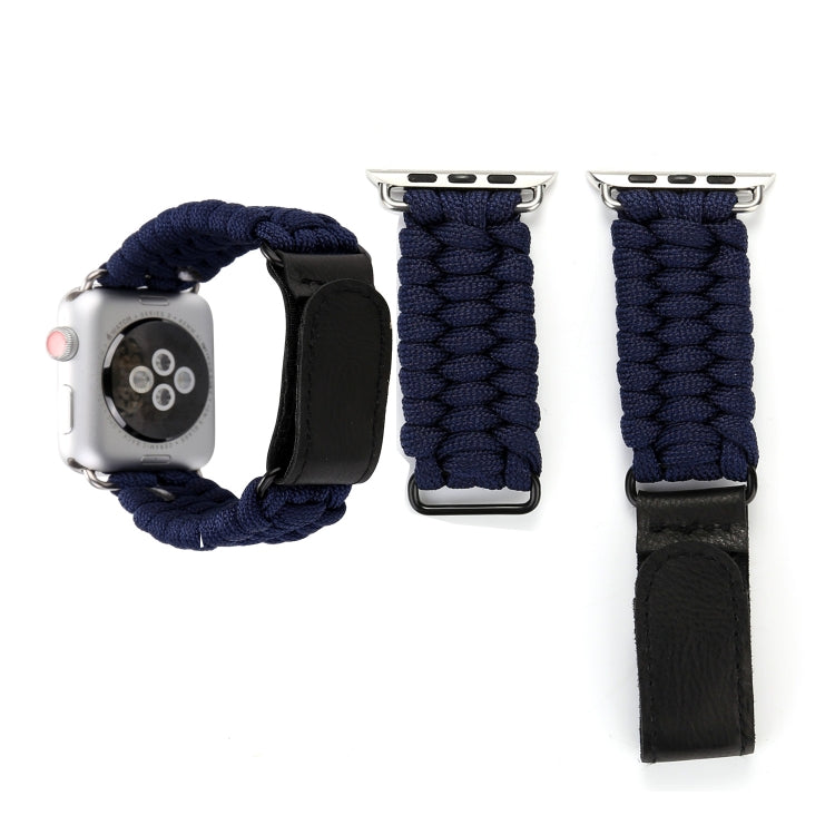 Magic Paste 本革傘ロープナイロンリストウォッチバンド ステンレススチールバックル付き Apple Watch Series 10 42mm / 9&8&7 41mm / SE 3&SE 2&6&SE&5&4 40mm / 3&2&1 38mm, 7 41mm / 6&SE&5&4 40mm / 3&2&1 38mm 用