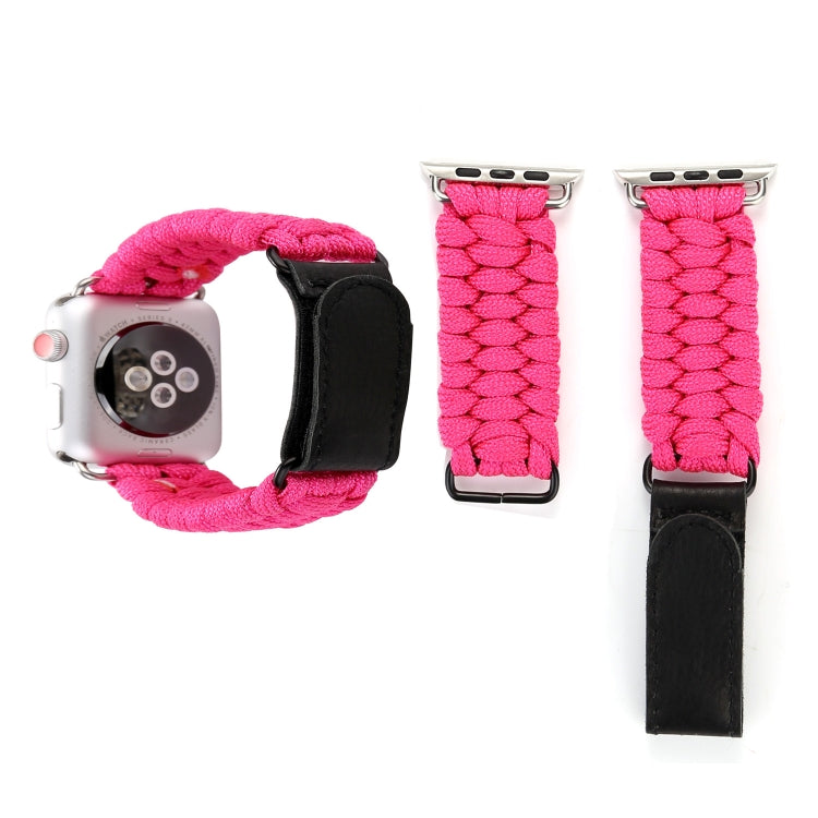 Magic Paste 本革傘ロープナイロンリストウォッチバンド ステンレススチールバックル付き Apple Watch Series 10 42mm / 9&8&7 41mm / SE 3&SE 2&6&SE&5&4 40mm / 3&2&1 38mm, 7 41mm / 6&SE&5&4 40mm / 3&2&1 38mm 用