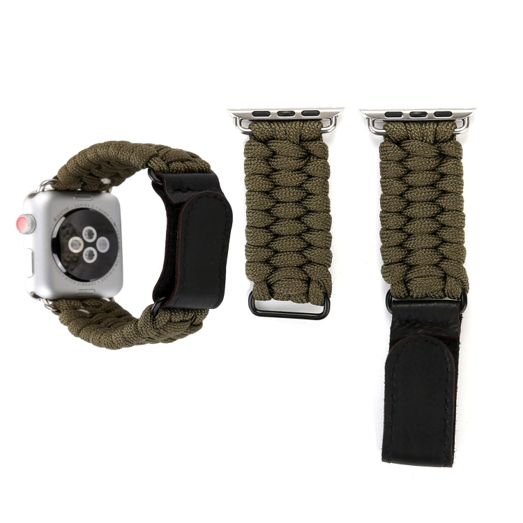 Magic Paste 本革傘ロープナイロンリストウォッチバンド ステンレススチールバックル付き Apple Watch Series 10 42mm / 9&8&7 41mm / SE 3&SE 2&6&SE&5&4 40mm / 3&2&1 38mm, 7 41mm / 6&SE&5&4 40mm / 3&2&1 38mm 用
