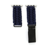 Magic Paste Genuine Leather Umbrella Rope Nylon Wrist Watch Band with Stainless Steel Buckle for Apple Watch Ultra 49mm&Watch Ultra 2 49mm / Series 10 46mm / 9&8&7 45mm / SE 3&SE 2&6&SE&5&4 44mm / 3&2&1 42mm, 7 45mm / 6&SE&5&4 44mm / 3&2&1 42mm