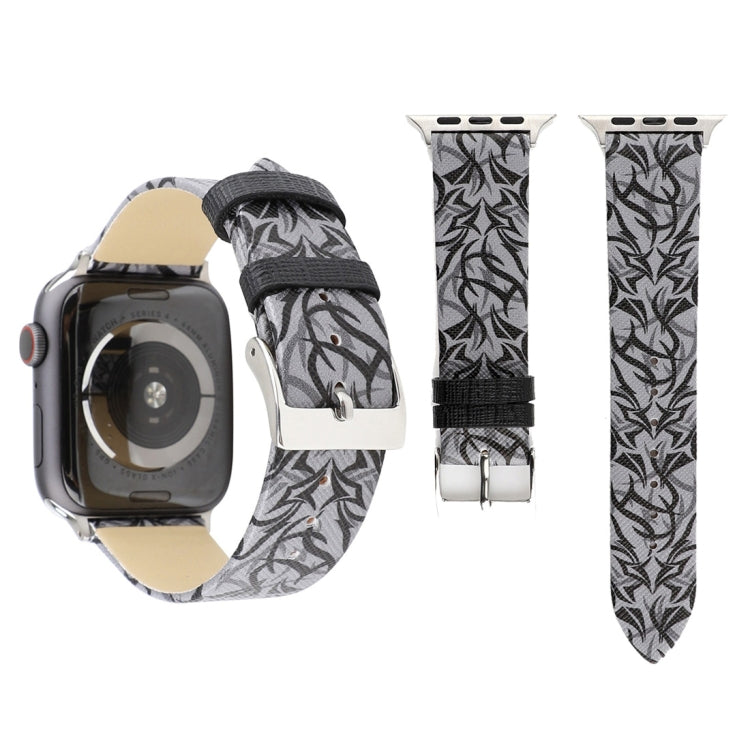 Thornsプリント本革ウォッチバンド Apple Watch Series 10 42mm / 9&8&7 41mm / SE 3&SE 2&6&SE&5&4 40mm / 3&2&1 38mm, 40mm用