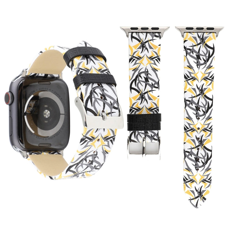 Thornsプリント本革ウォッチバンド Apple Watch Series 10 42mm / 9&8&7 41mm / SE 3&SE 2&6&SE&5&4 40mm / 3&2&1 38mm, 40mm用