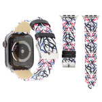 Thornsプリント本革ウォッチバンド Apple Watch Series 10 42mm / 9&8&7 41mm / SE 3&SE 2&6&SE&5&4 40mm / 3&2&1 38mm, 40mm用