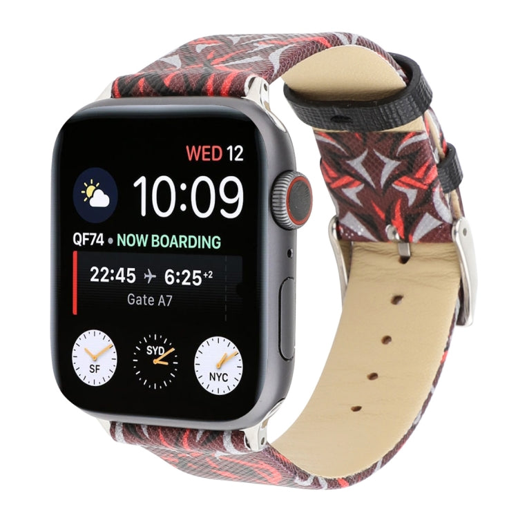 Thornsプリント本革ウォッチバンド Apple Watch Series 10 42mm / 9&8&7 41mm / SE 3&SE 2&6&SE&5&4 40mm / 3&2&1 38mm, 40mm用