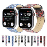 Thornsプリント本革ウォッチバンド Apple Watch Series 10 42mm / 9&8&7 41mm / SE 3&SE 2&6&SE&5&4 40mm / 3&2&1 38mm, 40mm用