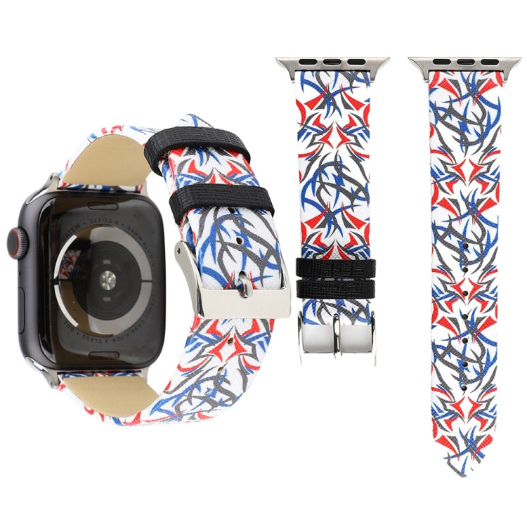Thornsプリント本革ウォッチバンド Apple Watch Ultra 49mm&Watch Ultra 2 49mm / Series 10 46mm / 9&8&7 45mm / SE 3&SE 2&6&SE&5&4 44mm / 3&2&1 42mm, 44mm用