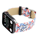 Thorns Printing Genuine Leather Watch Band for Apple Watch Ultra 49mm&Watch Ultra 2 49mm / Series 10 46mm / 9&8&7 45mm / SE 3&SE 2&6&SE&5&4 44mm / 3&2&1 42mm, 44mm