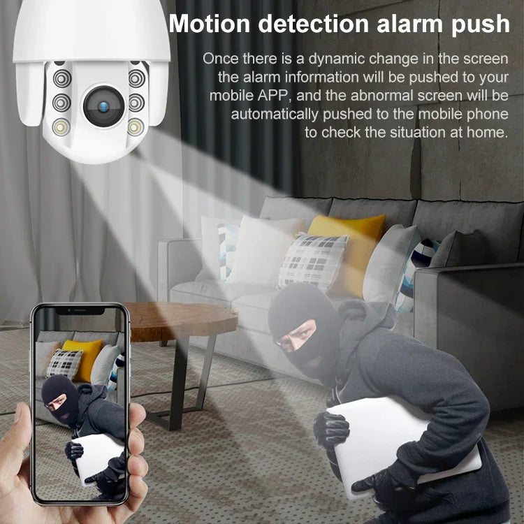 QX2 1080P HD 360度 パノラマ WiFi 昼夜フルカラ IP66防水 スマートカメラ、動作検知／双方向音声／TFカード対応、米国プラグ、WiFiバージョン