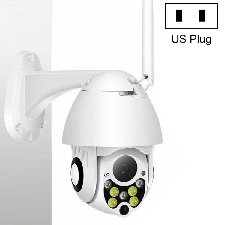 ワイヤレス監視カメラ HD PTZ ホームセキュリティ屋外 IP66防水 ネットワークドームカメラ、ナイトビジョン＆動体検知＆TFカード対応、USプラグ、2.0 MP