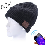 波状テクスチャ編みBluetoothヘッドセット付き暖かい冬用ビーニーハット、男の子＆女の子＆大人用